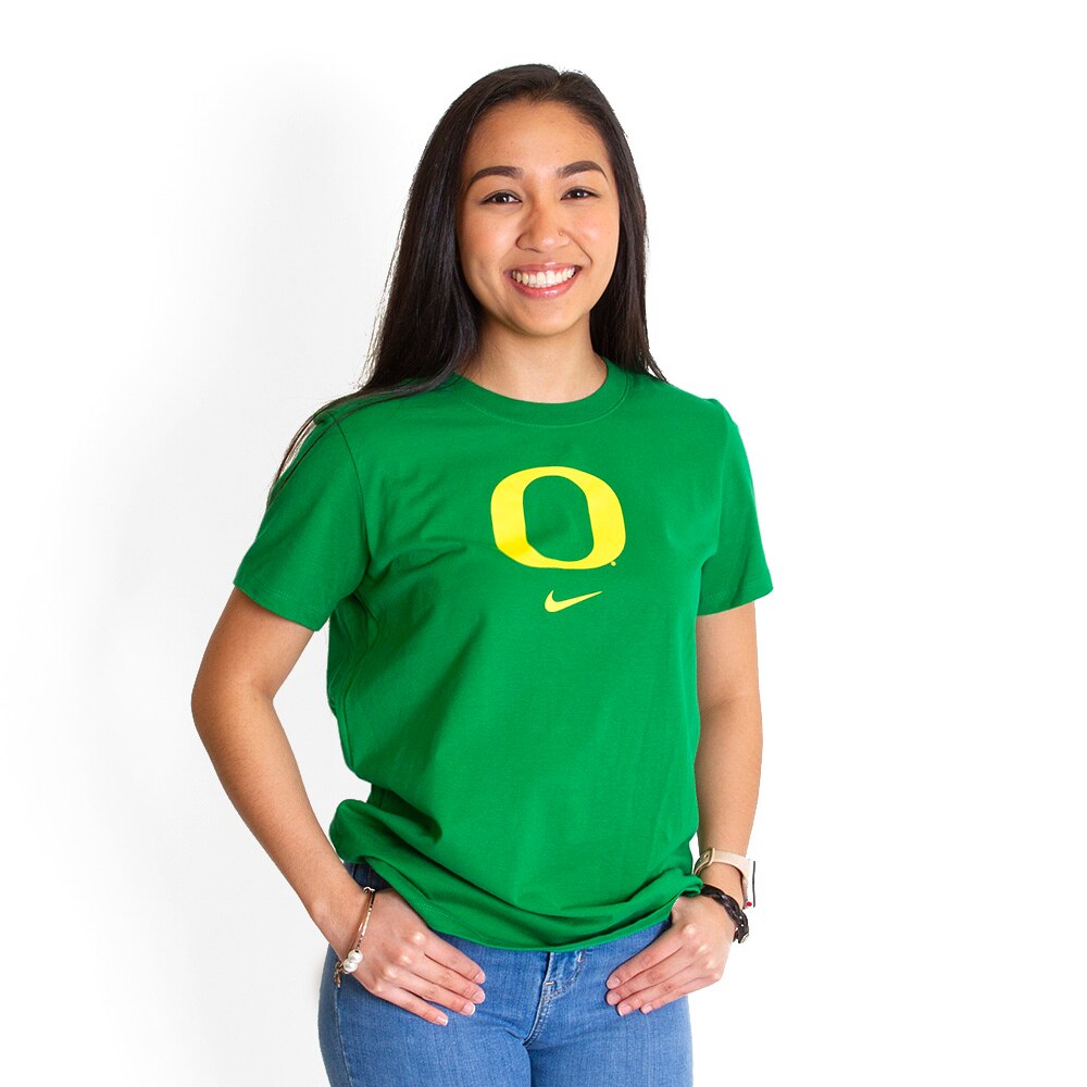 Classic Oregon O, Nike, Green, Crew Neck, Cotton Blend, Women, Football, T-Shirt, 683213
